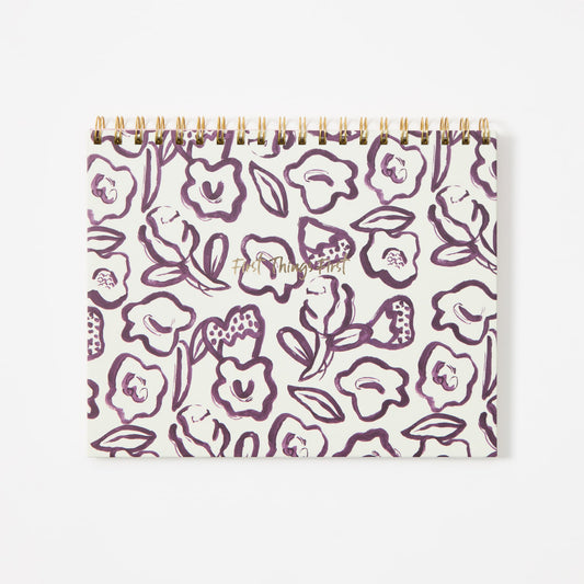 Plum Floral Trend, Spiral Bound Weekly Note Pad Web Product Type, 10" X 8" Size 