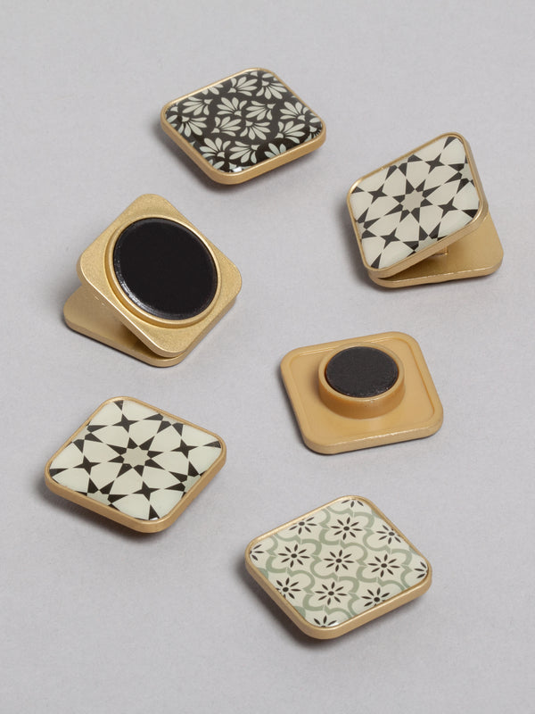 Moroccan Monochrome Square Clip Magnets, 8 Count