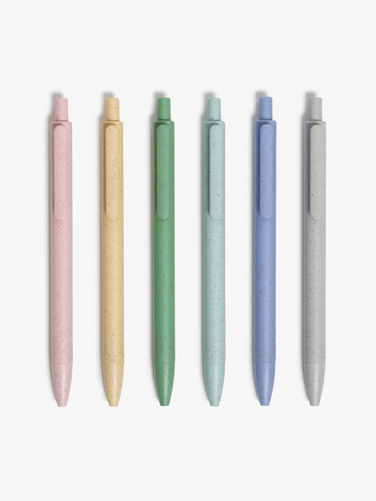 U-Eco Hybrid Ink Bright & Bold Color Ballpoint Pens, Set of 6