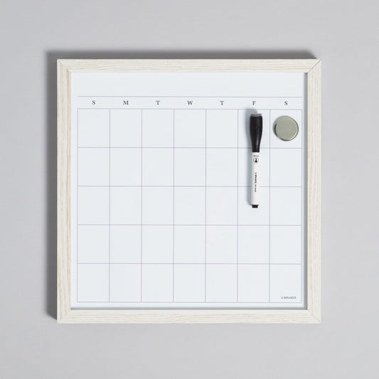 Rustic White, Dry Erase Monthly Calendar, White, 14" X 14" 