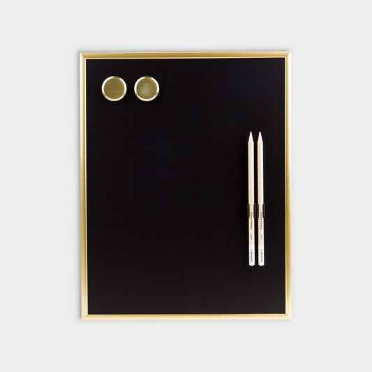 Gold Metal Frame, Chalkboard, White, 14" X 11" 