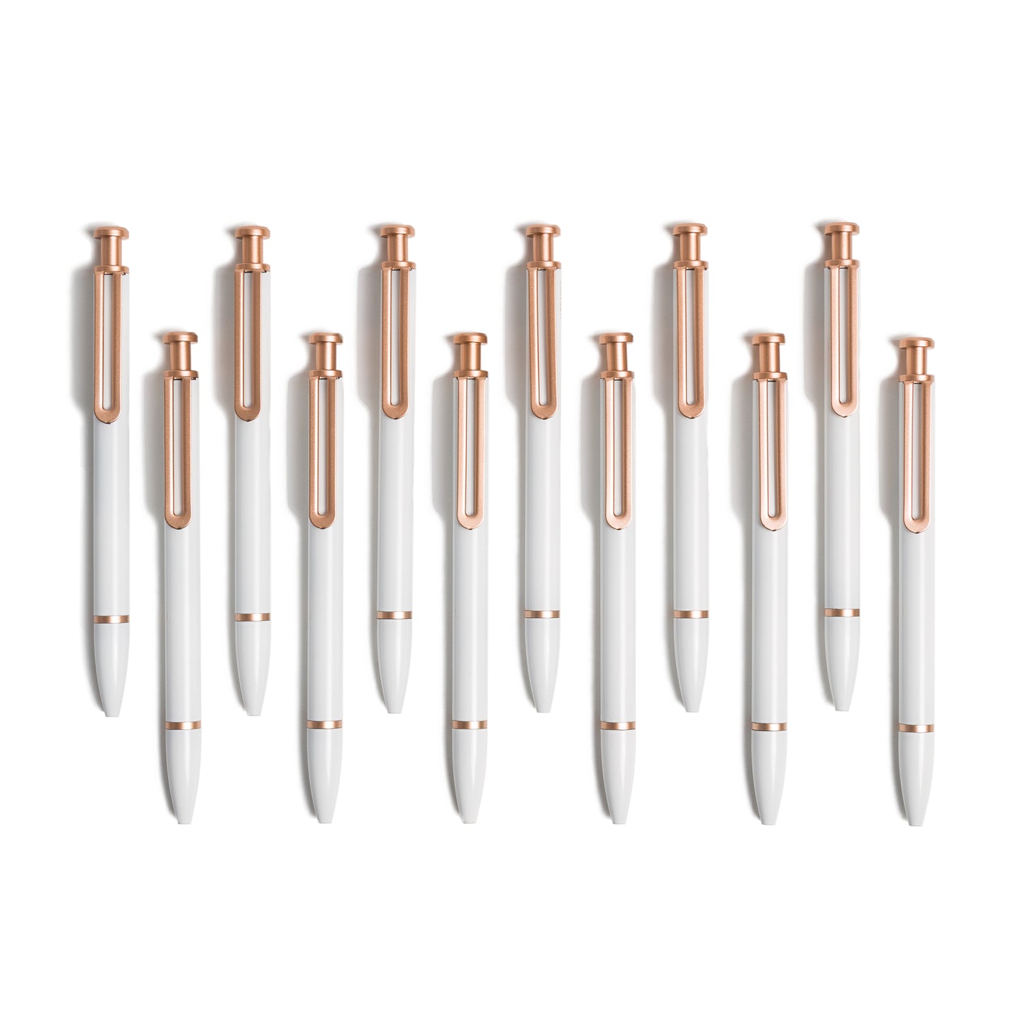 Monterey Ballpoint Pens - White & Rose Gold, Set of 12