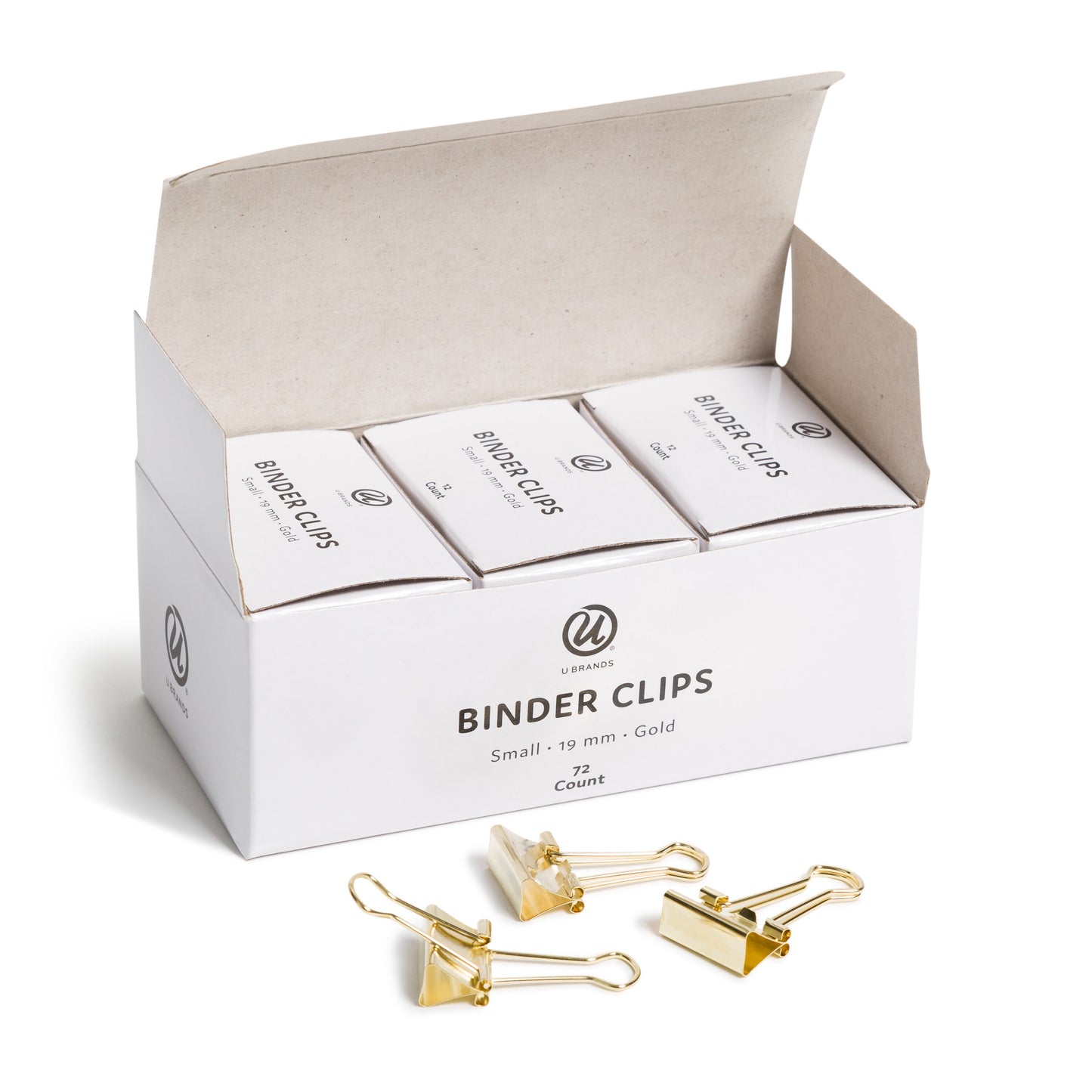 U Brands Binder Clips, 19mm, Metallic Gold, 72-Count