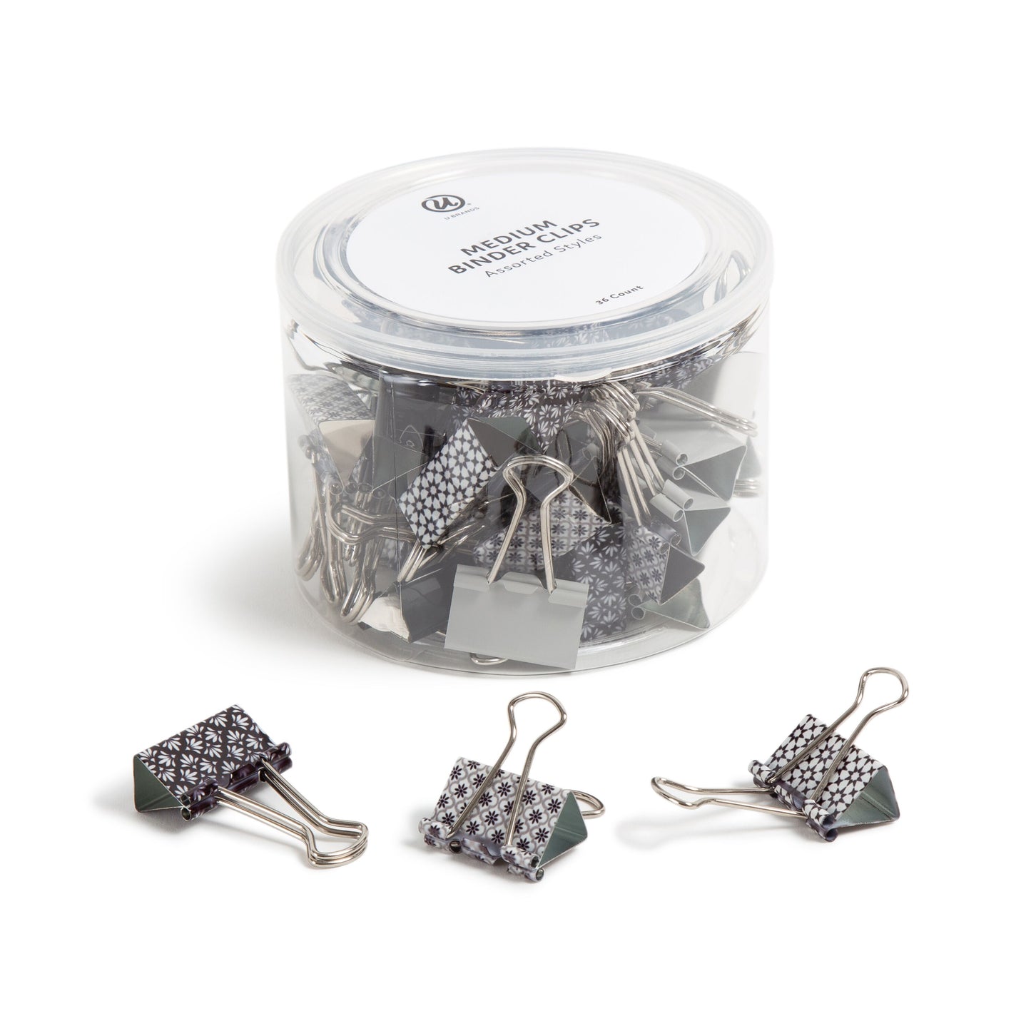 U Brands Fashion Binder Clips, 32mm, Moroccan Monochrome, 36-Count