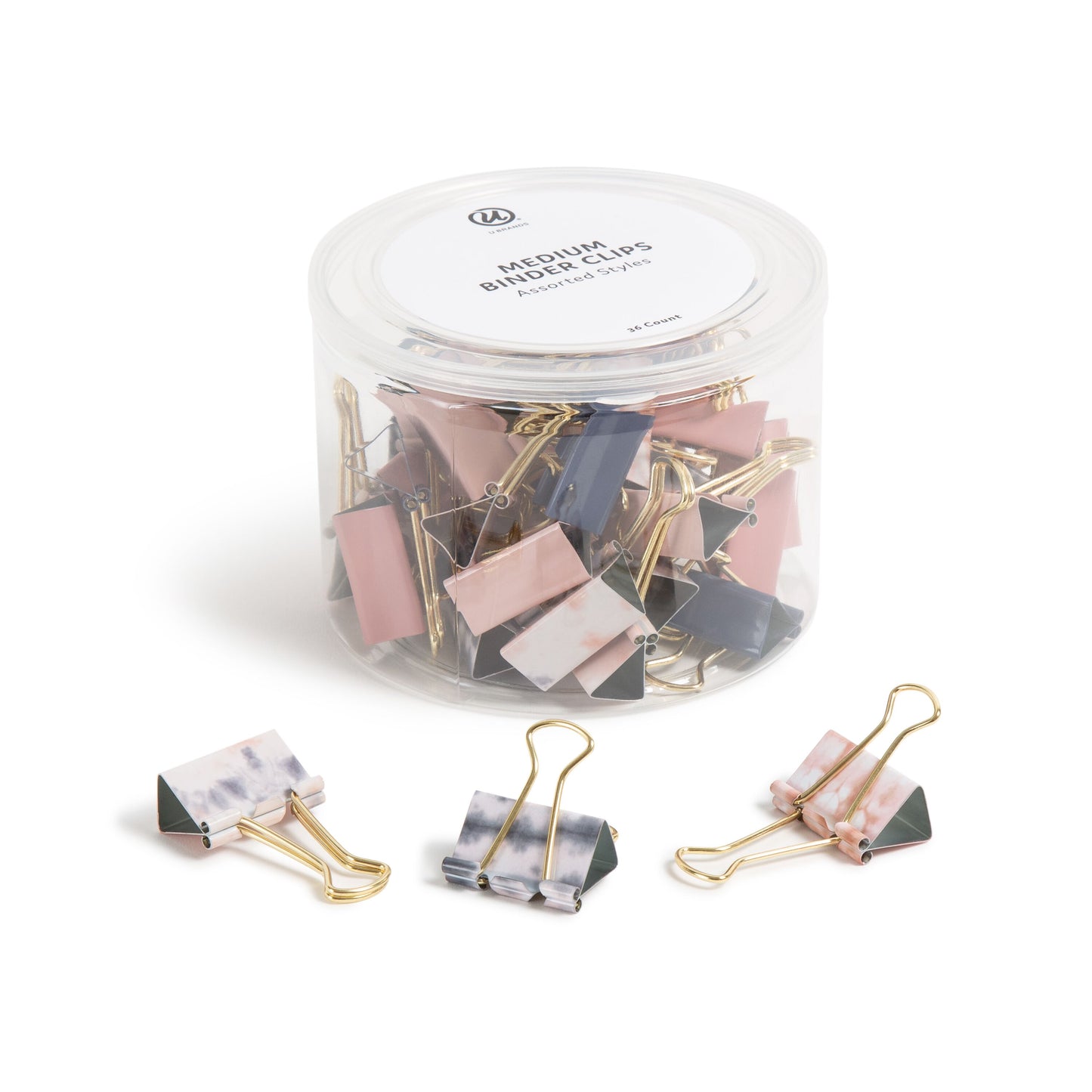 U Brands Fashion Binder Clips, 32mm, Soft Dye, 36-Count