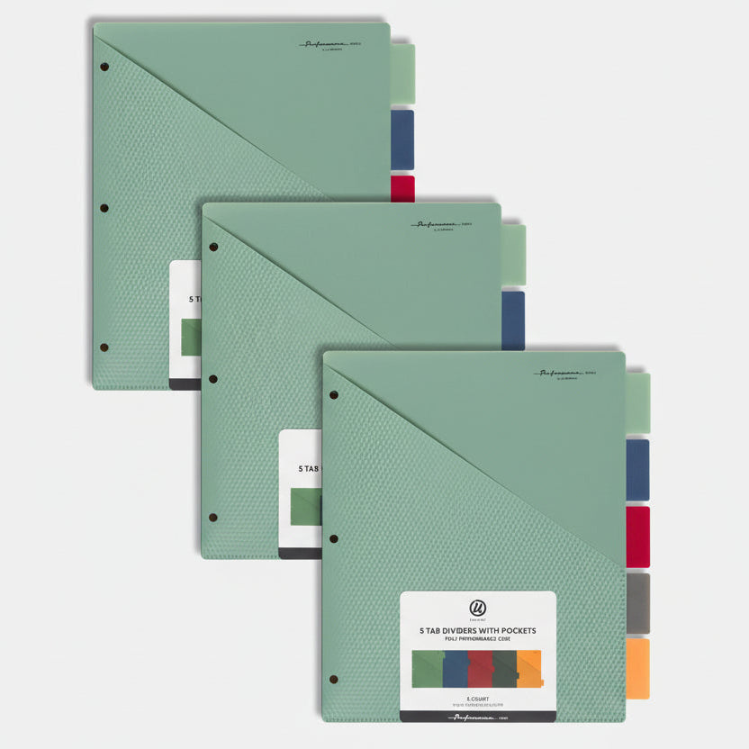 U Brands Poly Performance 5 Tab Dividers w/ Pocket - 3 Pack; Core