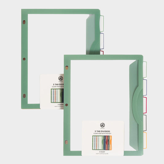 U Brands 5 Tab Single Pocket Clear View Dividers - 2 Pack; Core