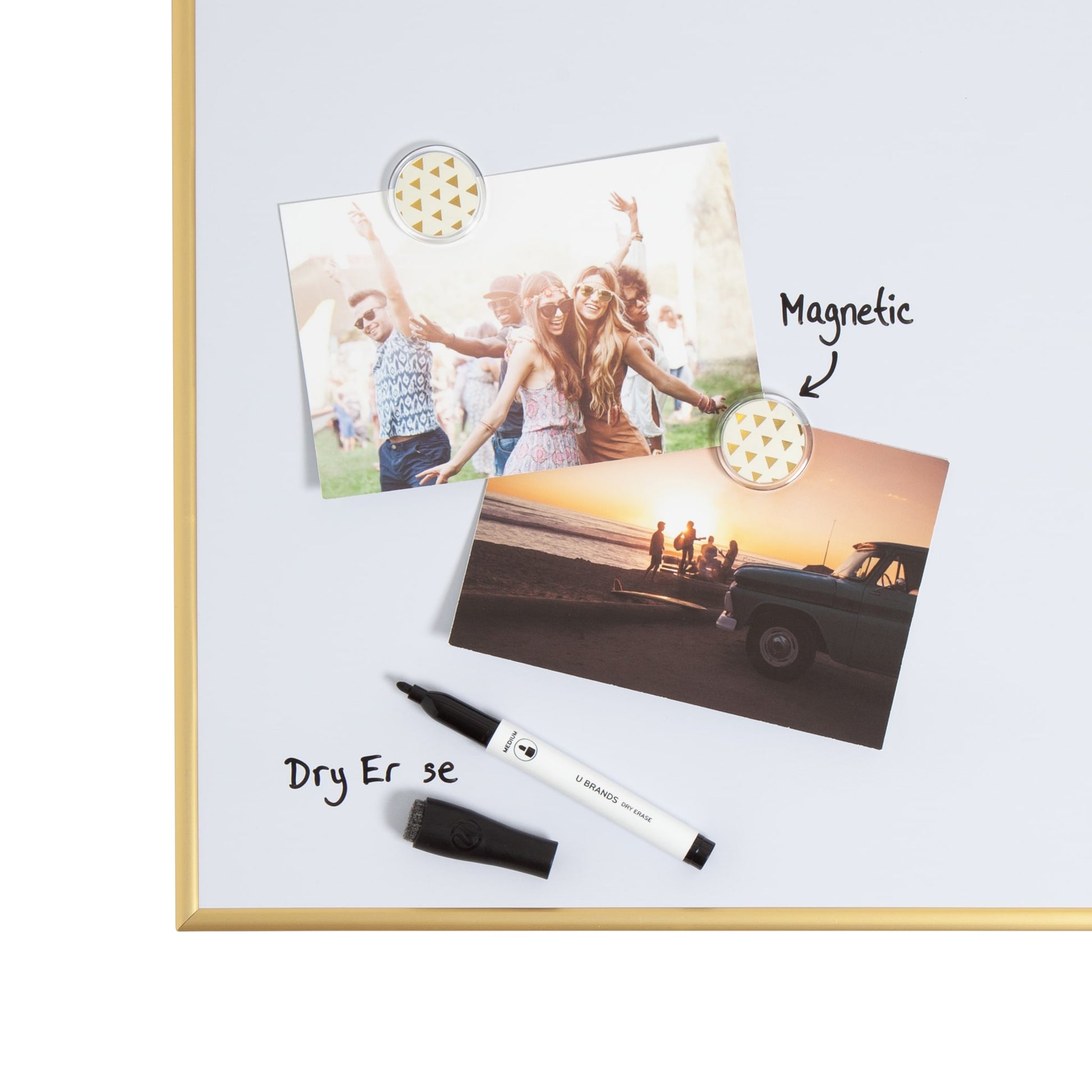 U Brands Gold Metal Frame Dry Erase Board,