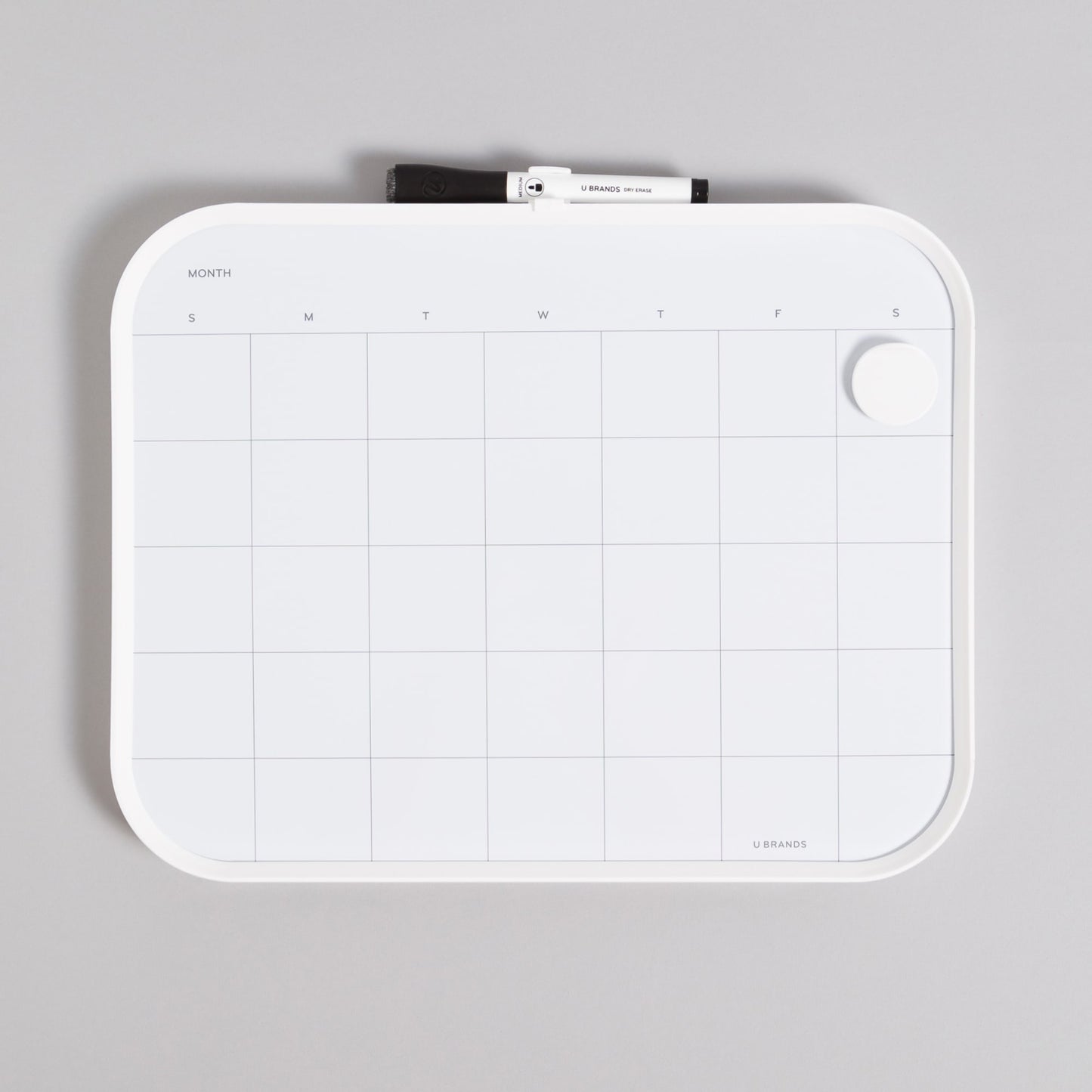 Modern Bevel, Dry Erase Monthly Calendar, White, 11" X 14" 