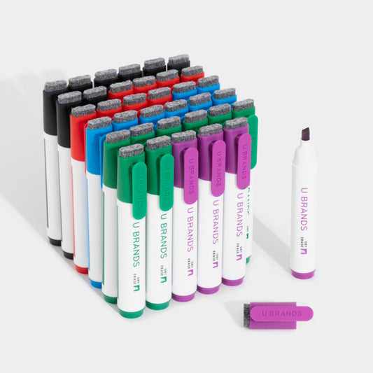 U Brands Color Edge Chisel Clip Dry Erase Markers, assorted colors, 36 count