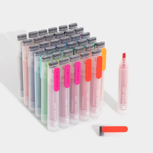 U Brands Clear Edge Chisel Clip Dry Erase Markers, assorted colors, 36 count