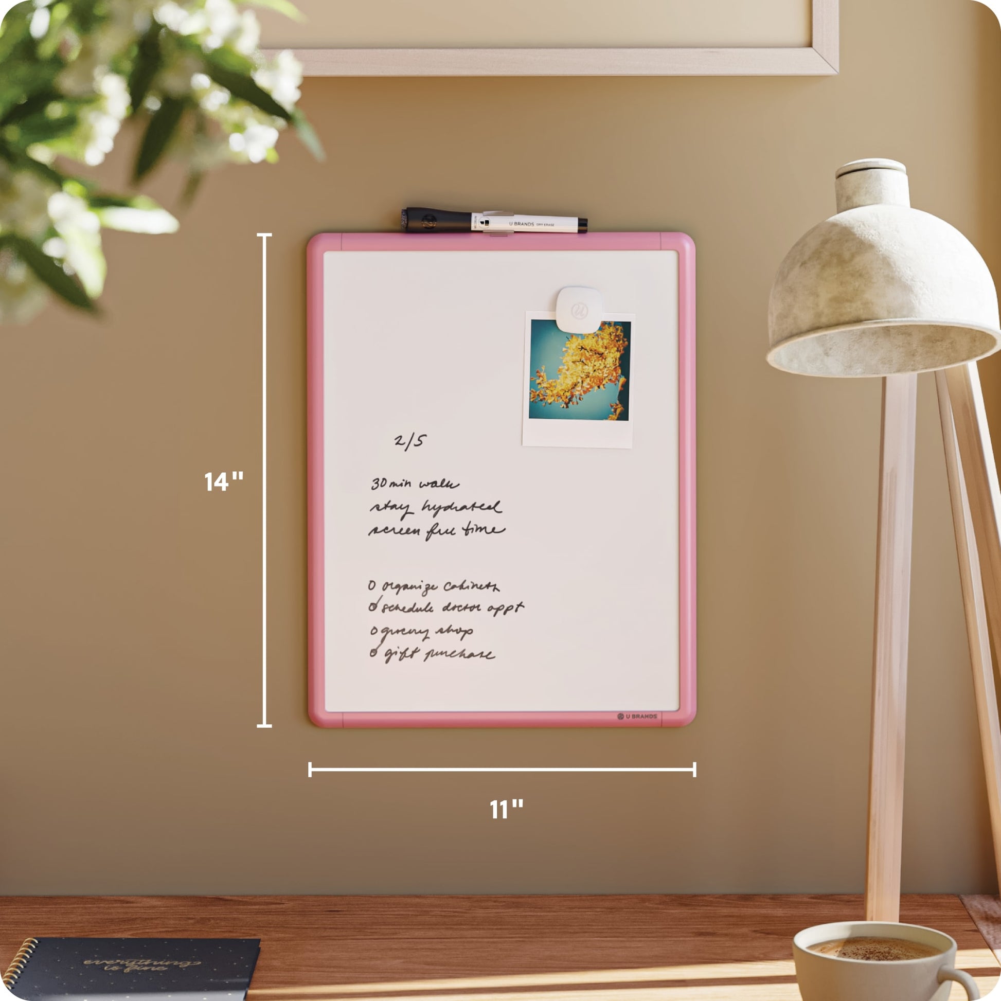 Contempo, Dry Erase Board, Pink, 11" X 14" 