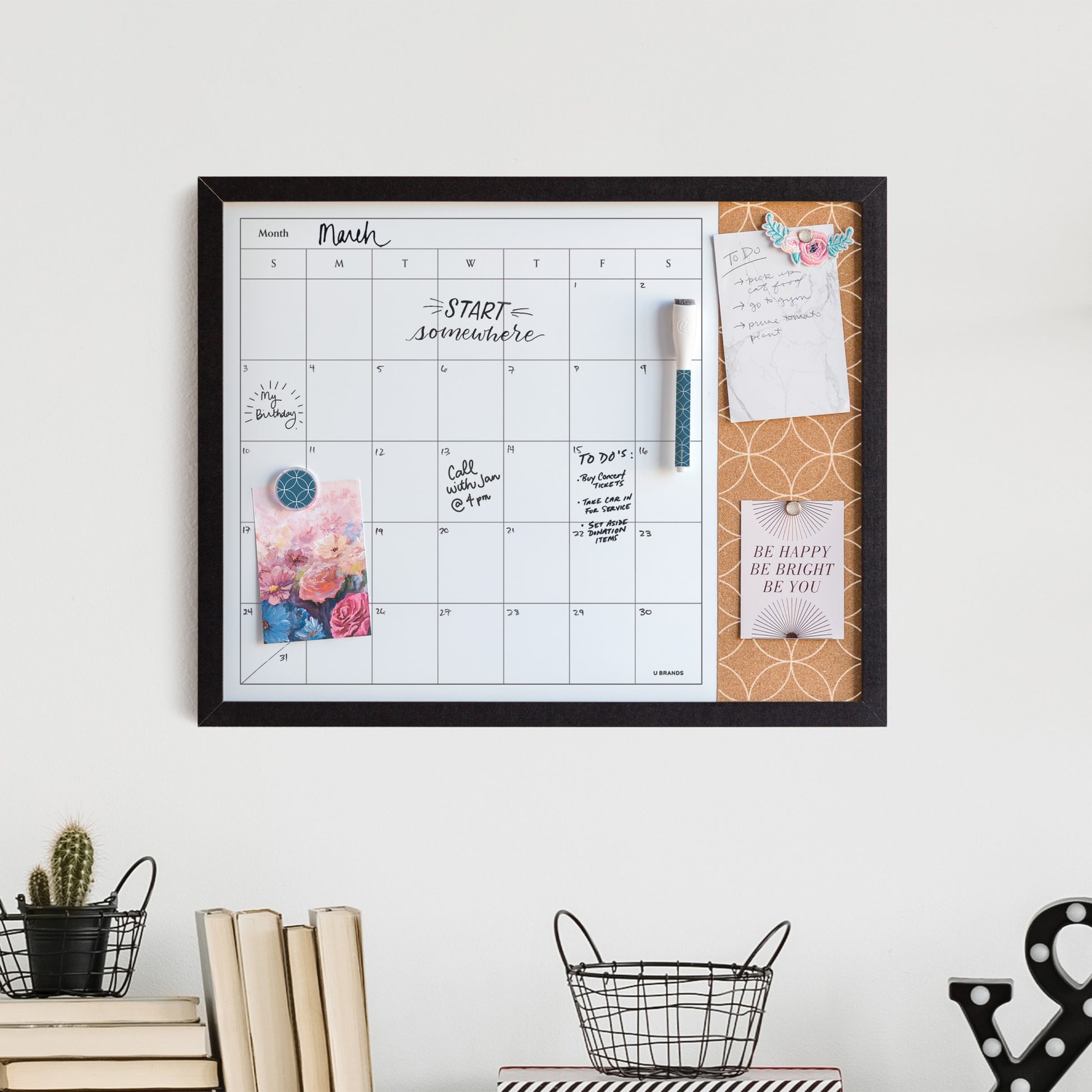 Geo Chic, Dry Erase Monthly Calendar, White, 16" X 20" 