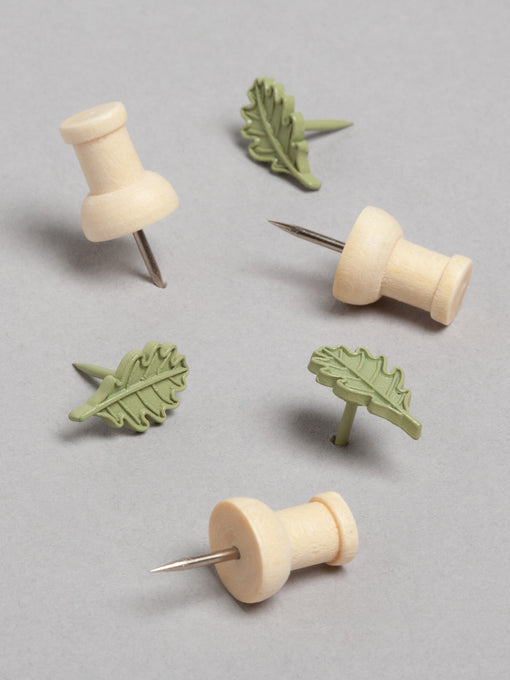 Leaves and Wood  Push Pins, 46 Count
