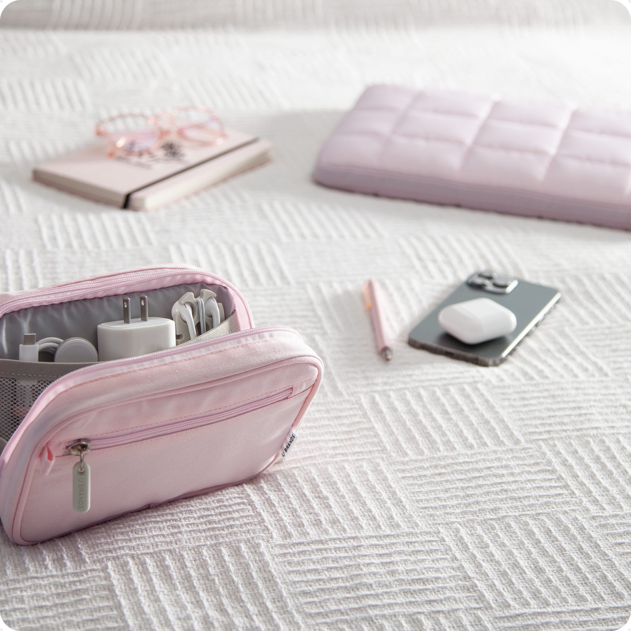 TECH テック MY02 新品 組立途中 ピンクアルマイト U Brands, The Dual Zip - Petal Pink Canvas Tech Organizer