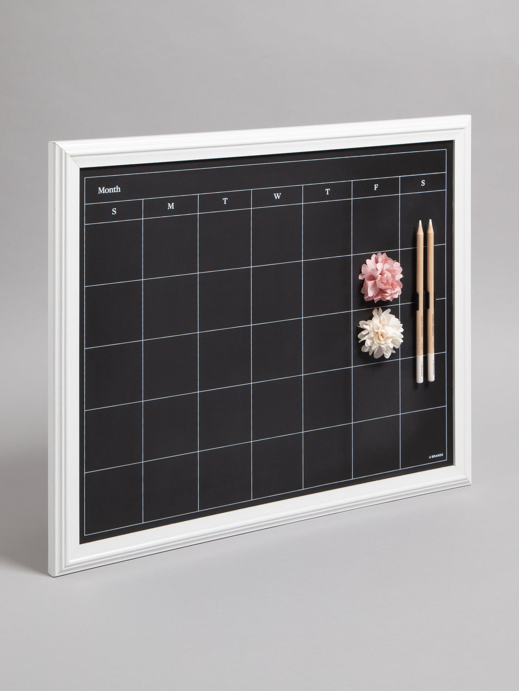 Decor Frame Calendar Chalkboard With Floral Magnets & Chalk Pencils, 1