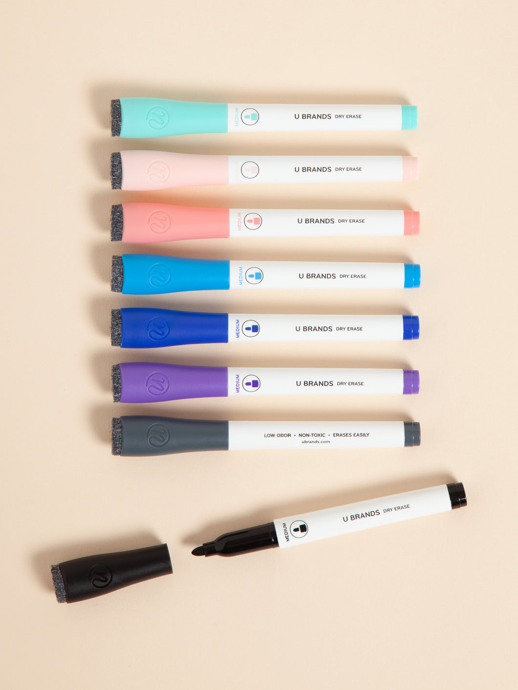 Medium Tip Dry Erase Markers - Assorted Pastel Ink, Set of 8