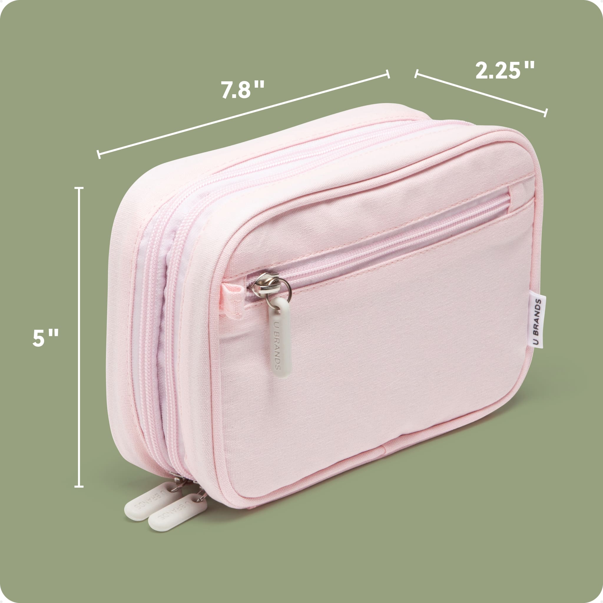 The Dual Zip - Petal Pink Canvas Tech Organizer | U Brands