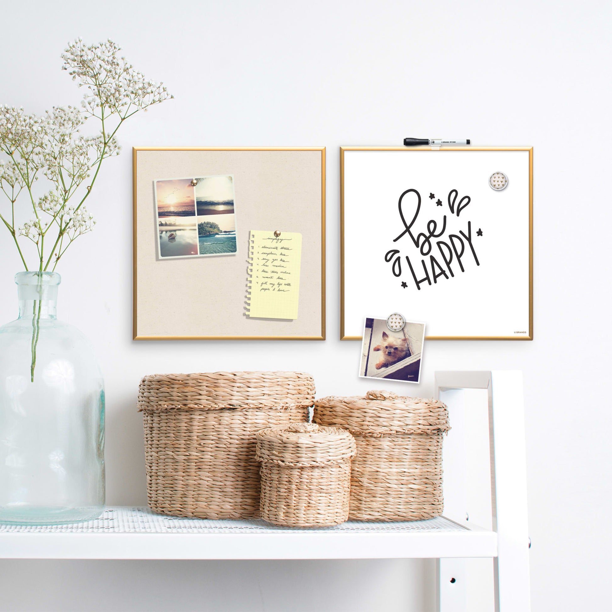 U Brands Gold Metal Frame Dry Erase Board,
