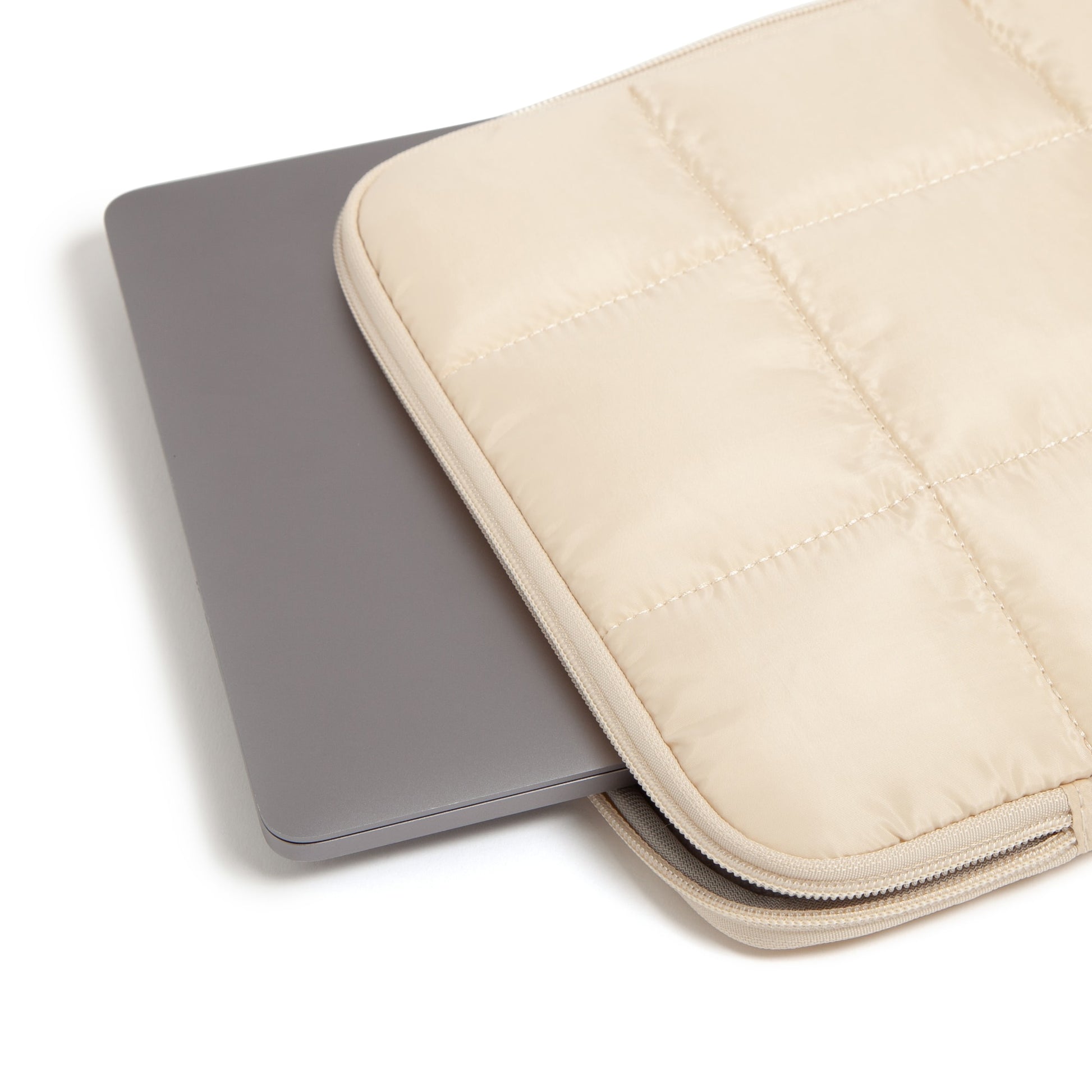 The Puffer - Sand, Laptop Pouch, 14 In, Beige, 13.5 X 9.75 