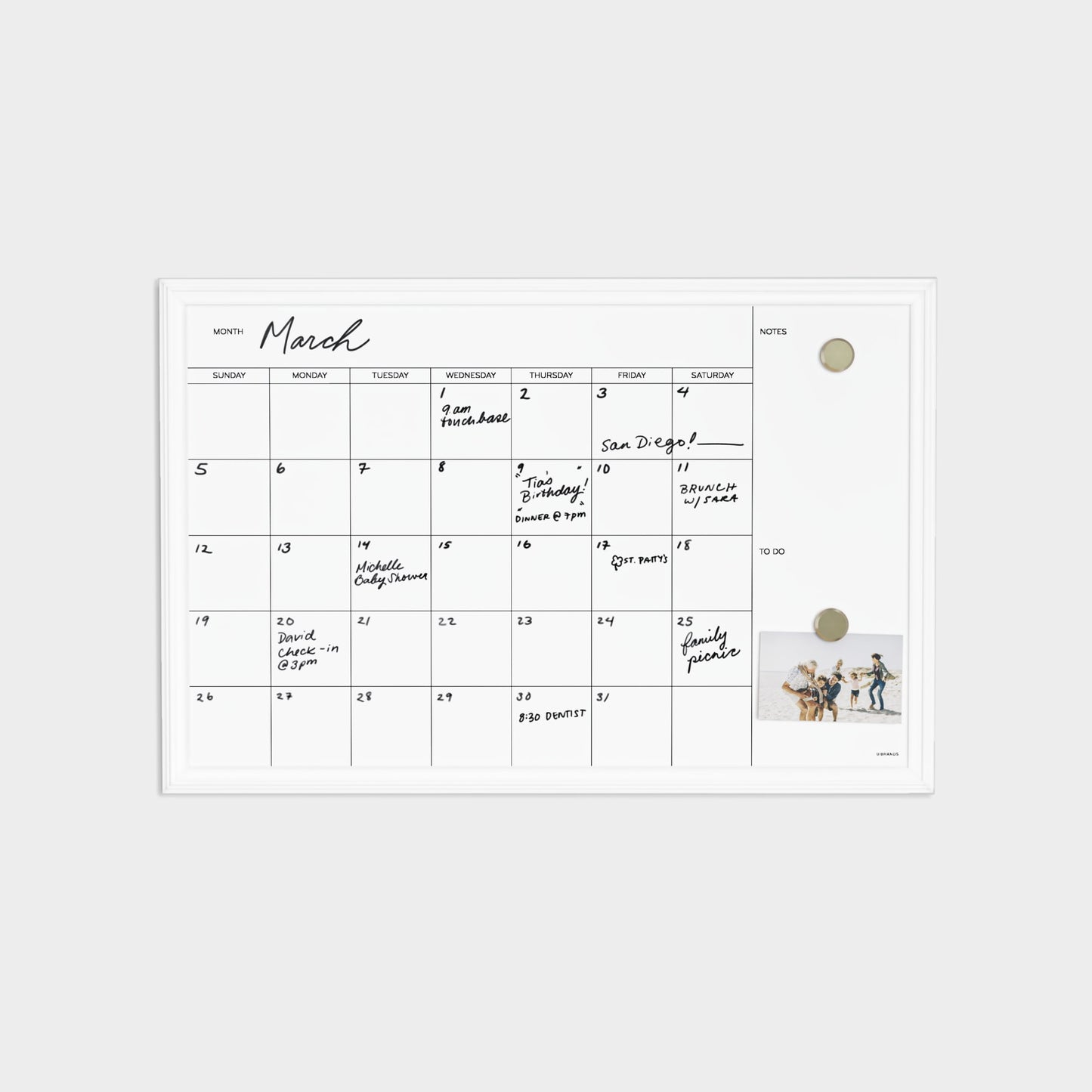 Farmhouse, Dry Erase Monthly Calendar, White, 30" X 20" 