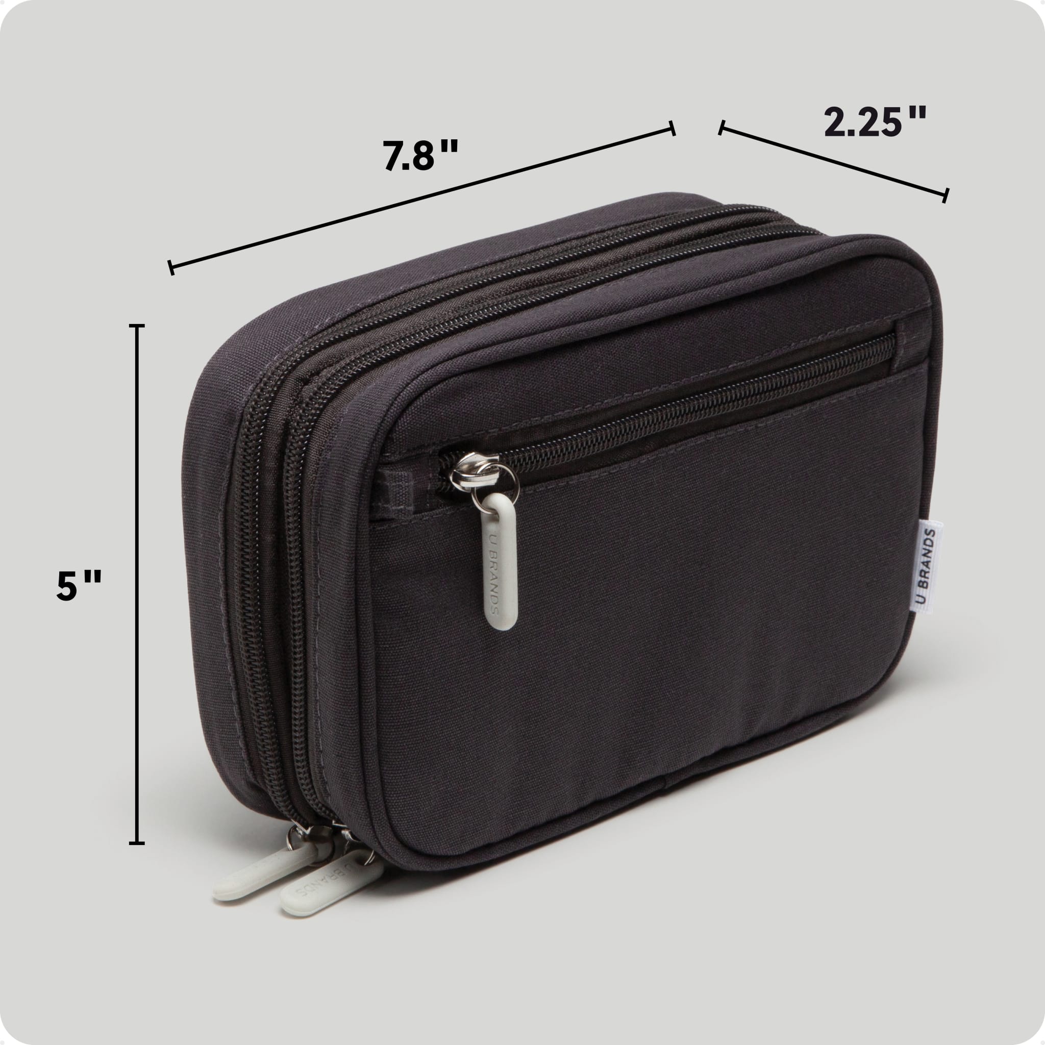 U Brands, The Dual Zip - Slate Canvas Tech Organizer