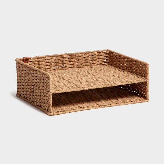 Somerset, Woven Paper Tray, Brown, 12.6" X 9.65" X 4.55"