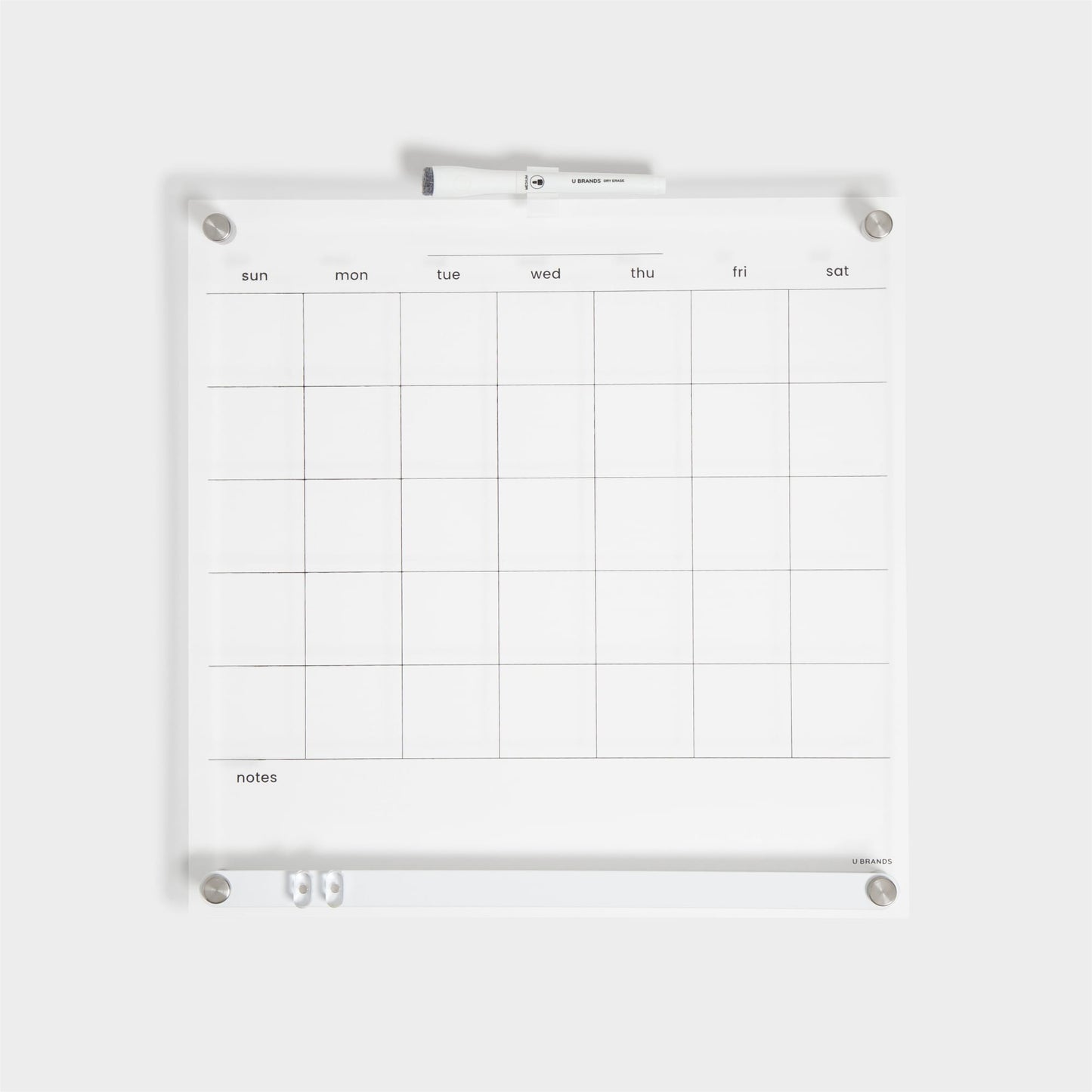 Acrylic Clarity, Acrylic Dry Erase Monthly Calendar, 16" X 16", Clear, 16.55" X 15.75" 