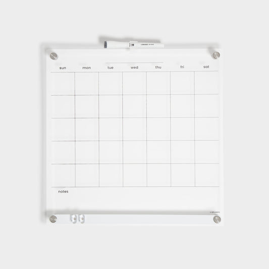 Acrylic Clarity, Acrylic Dry Erase Monthly Calendar, 16" X 16", Clear, 16.55" X 15.75"