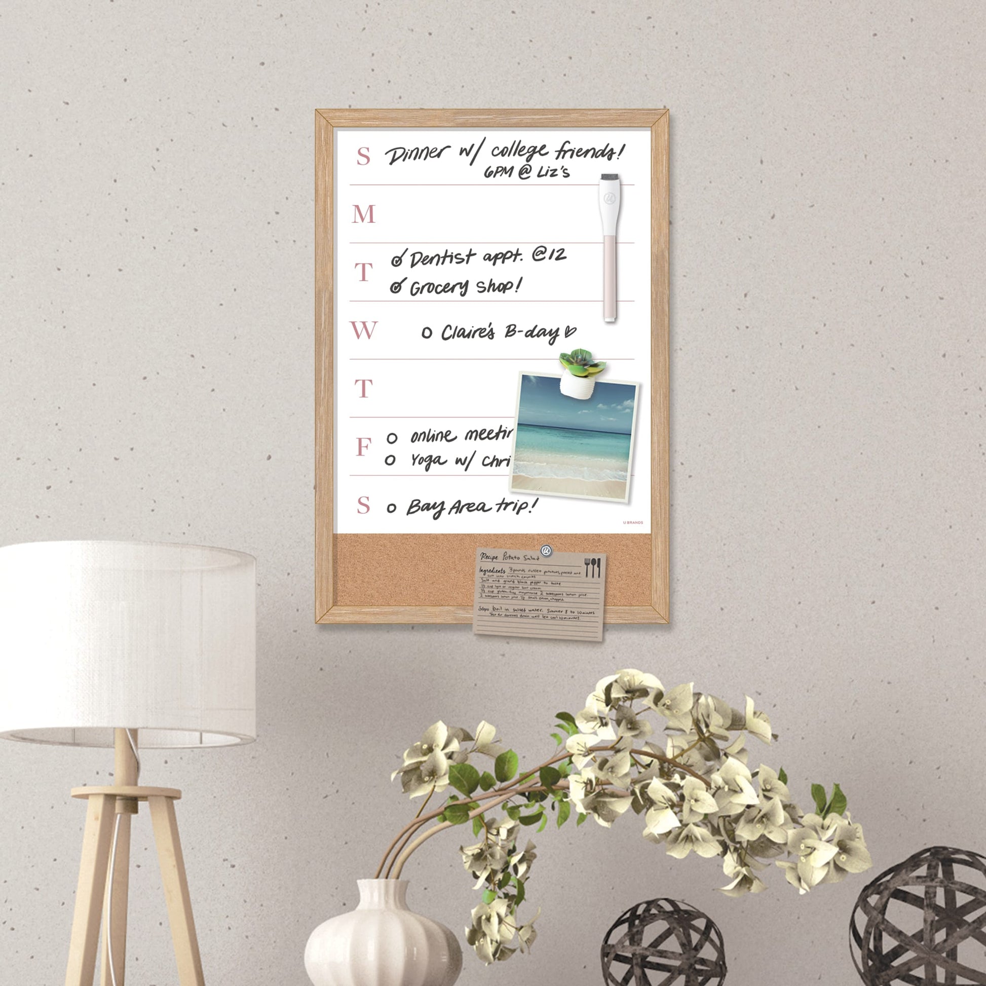 Trendy Timber, Dry Erase Weekly Calendar, White, 11" X 16" 30843463152258