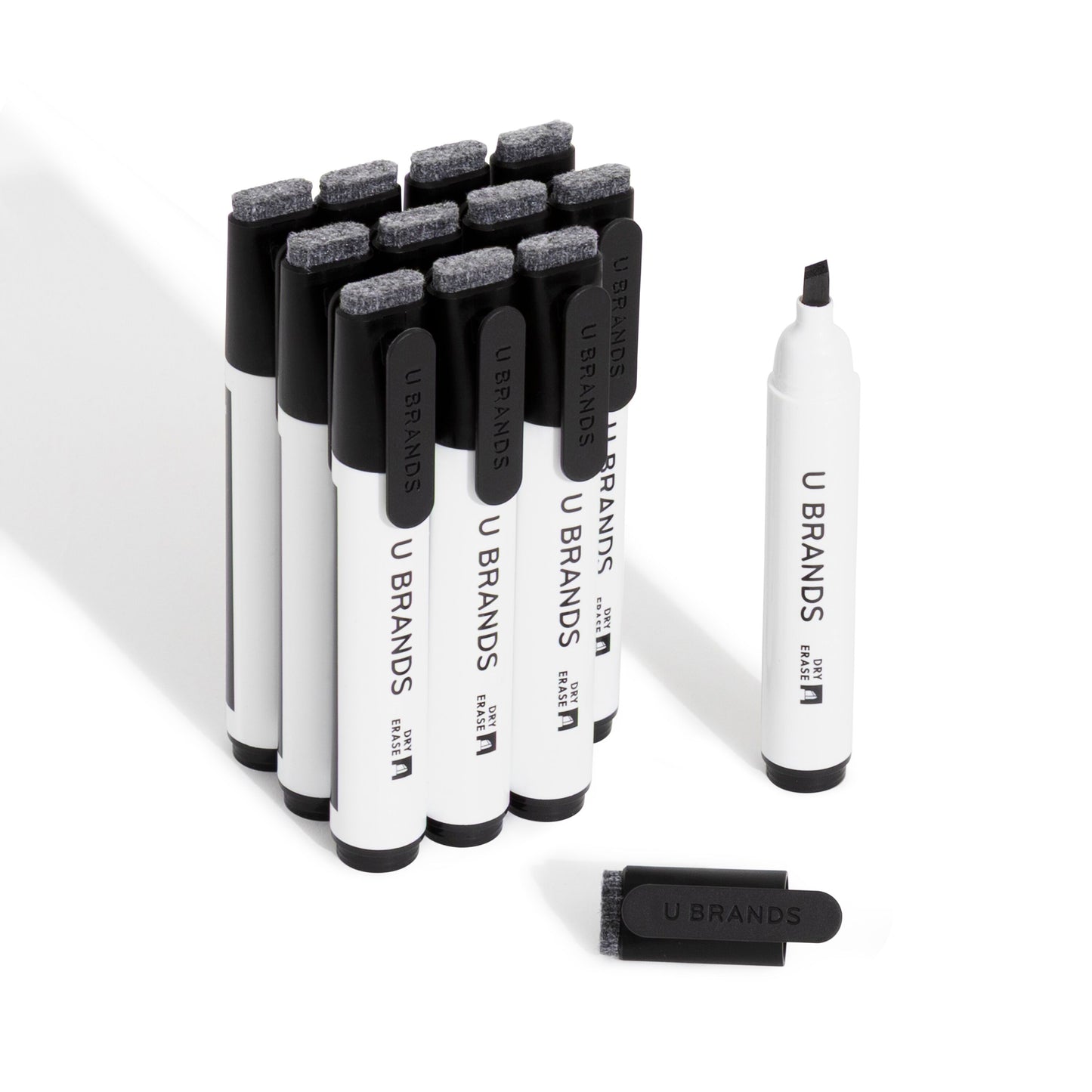 U Brands Midnight Edge Chisel Clip Dry Erase Markers - Black, 12 CT Black