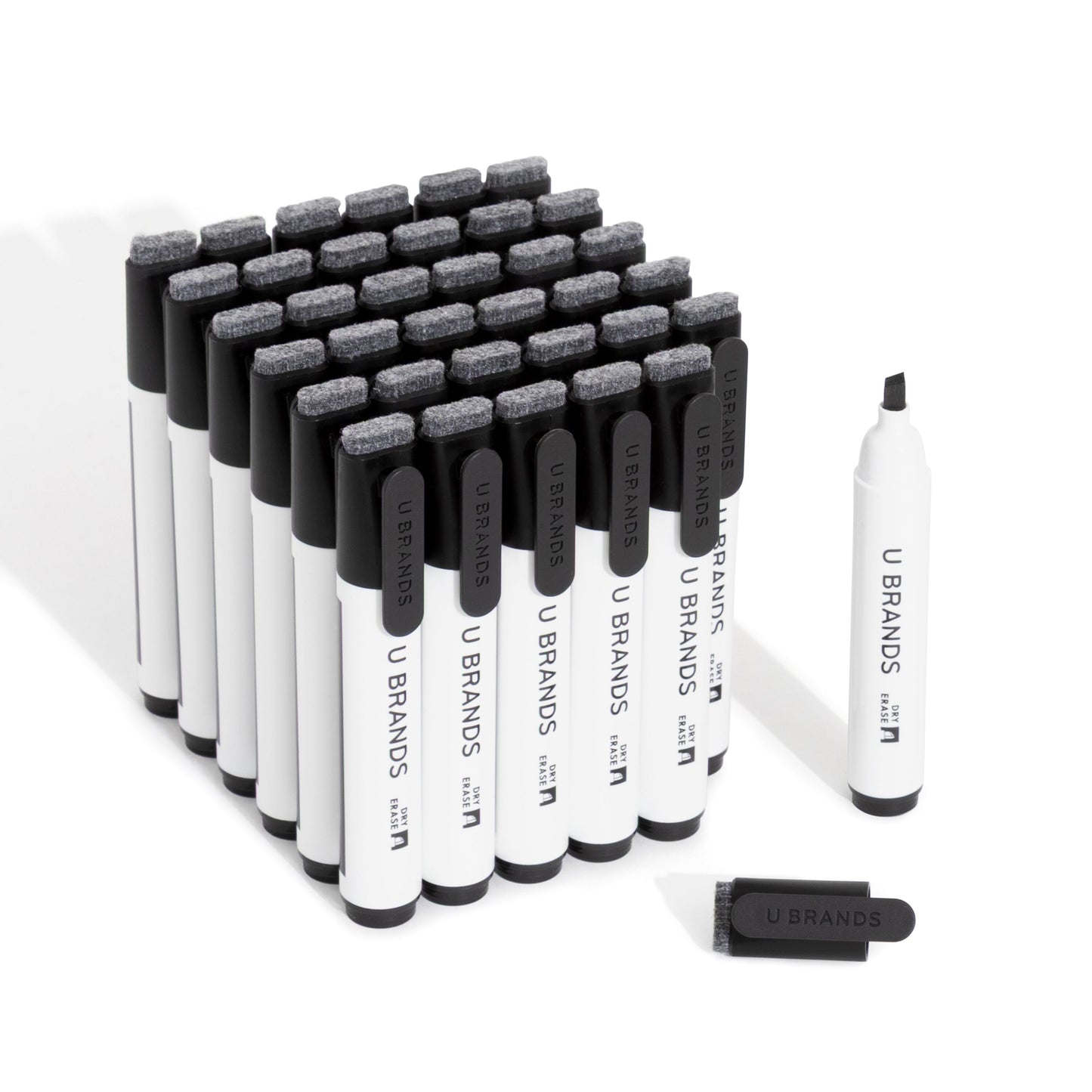 U Brands Midnight Edge Chisel Clip Dry Erase Markers - Black, 36 CT Black