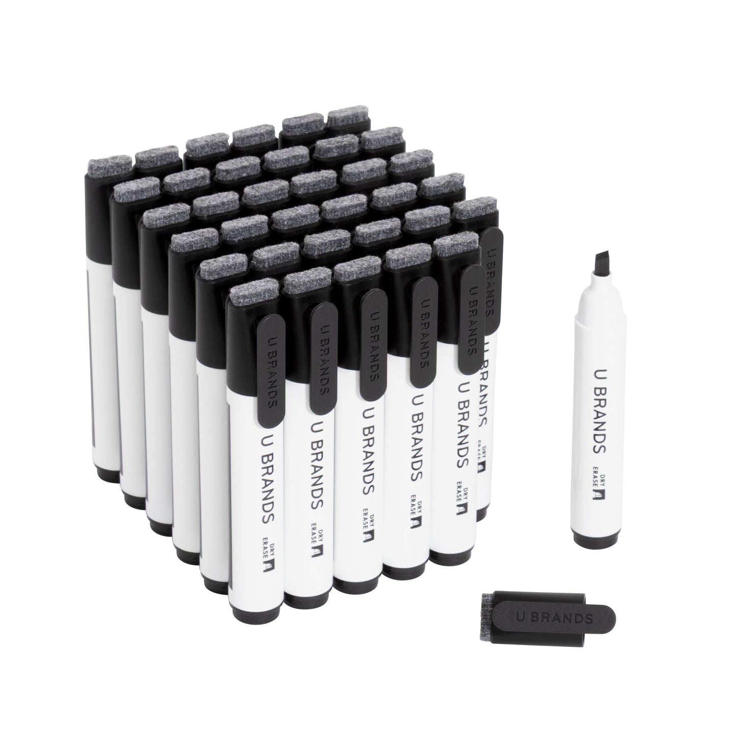 U Brands Midnight Edge Chisel Clip Dry Erase Markers - Black, 36 CT Black