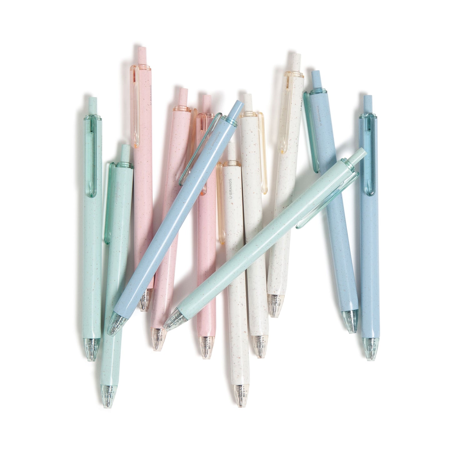 U Brands U-Eco Recycled Gel Click Pens, 12 count, Pastel Speckle, Medium (0.7 mm) Point, Black Ink