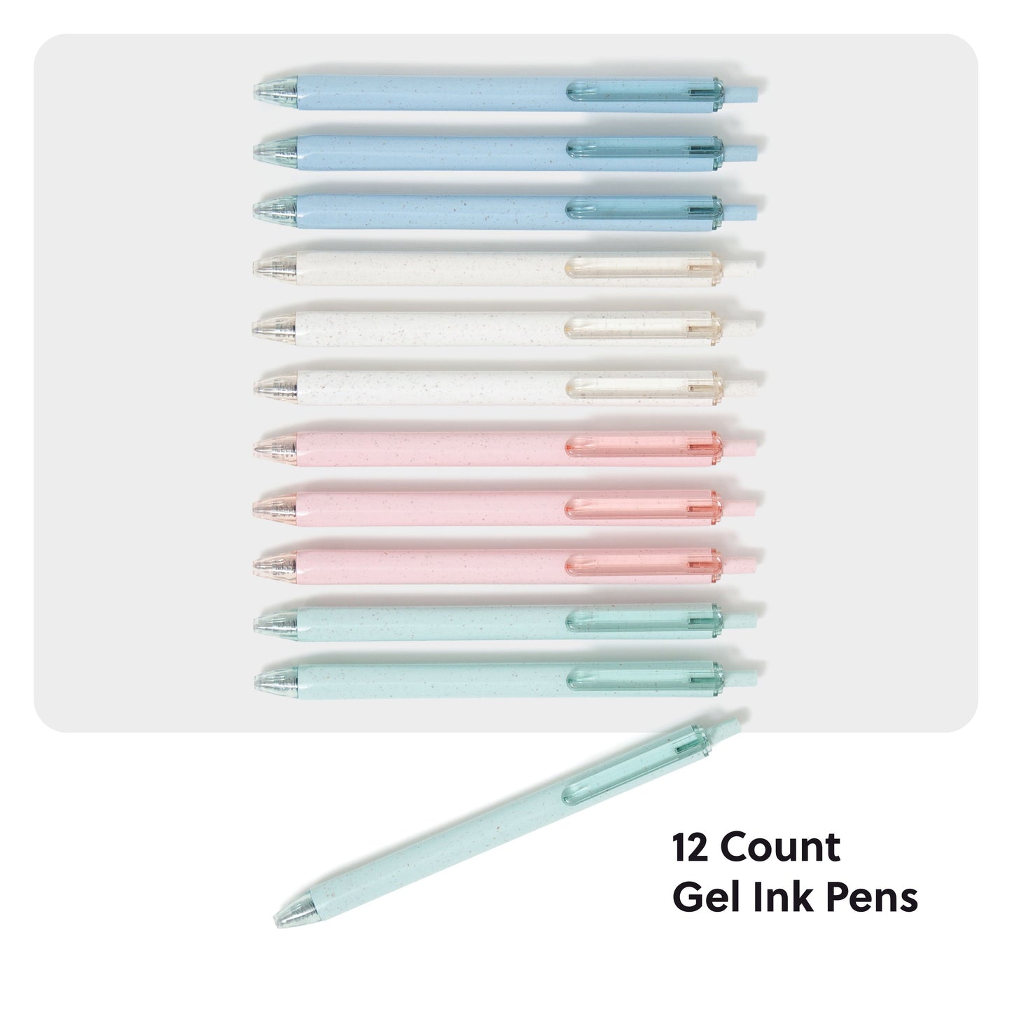 U Brands U-Eco Recycled Gel Click Pens, 12 count, Pastel Speckle, Medium (0.7 mm) Point, Black Ink