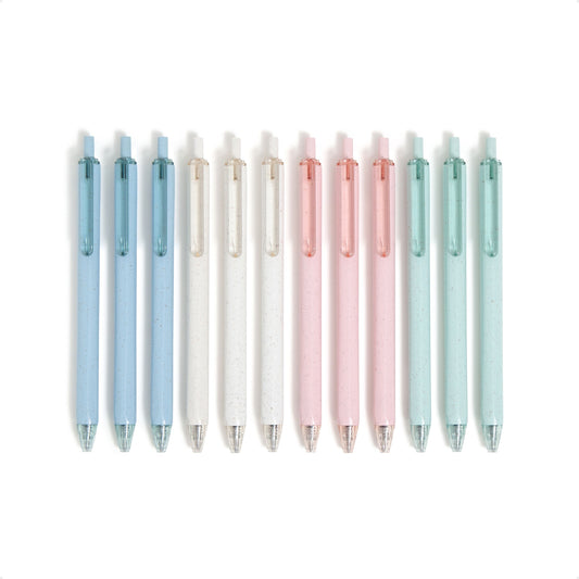 U Brands U-Eco Recycled Gel Click Pens, 12 count, Pastel Speckle, Medium (0.7 mm) Point, Black Ink
