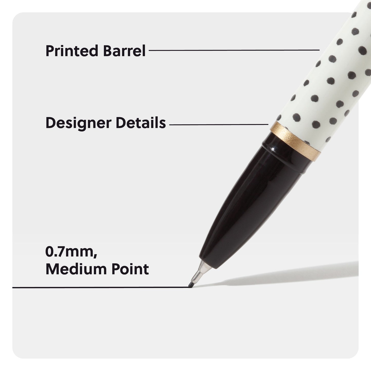 U Brands Catalina Felt Tip Pens, 6 Count, Stripes and Dots, Medium (0.7 mm) Point, Black Ink