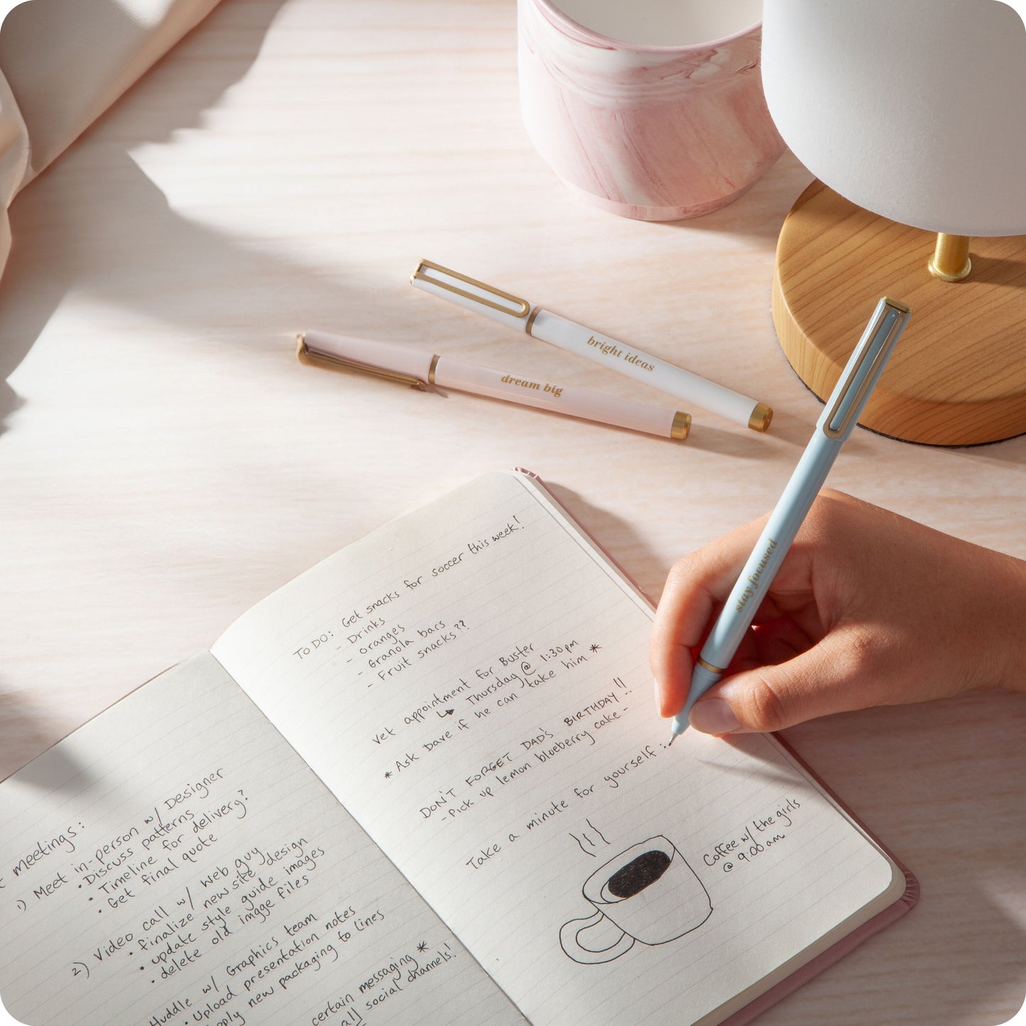 U Brands Catalina Felt Tip Pens, 6 Count, Classic Pretty Pastels, Medium (0.7 mm) Point, Black Ink