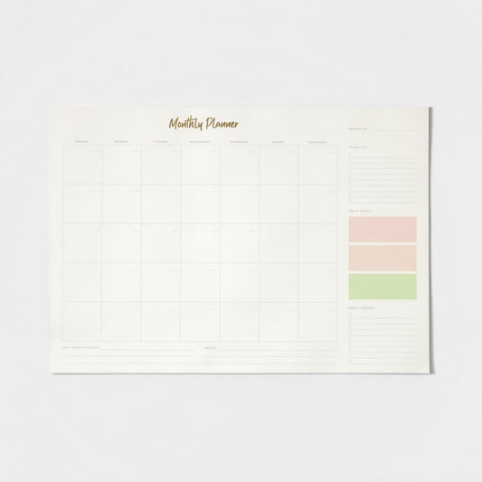 U Brands OC Brights undated desktop monthly planner calendar pad