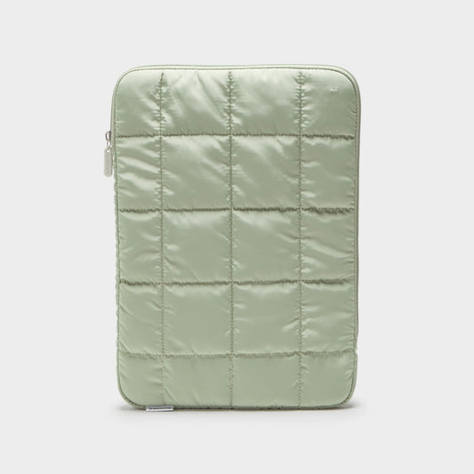 Insulated Allure, Puffer Laptop Pouch, Matcha, Large, Light Green, 15 X 10.5 