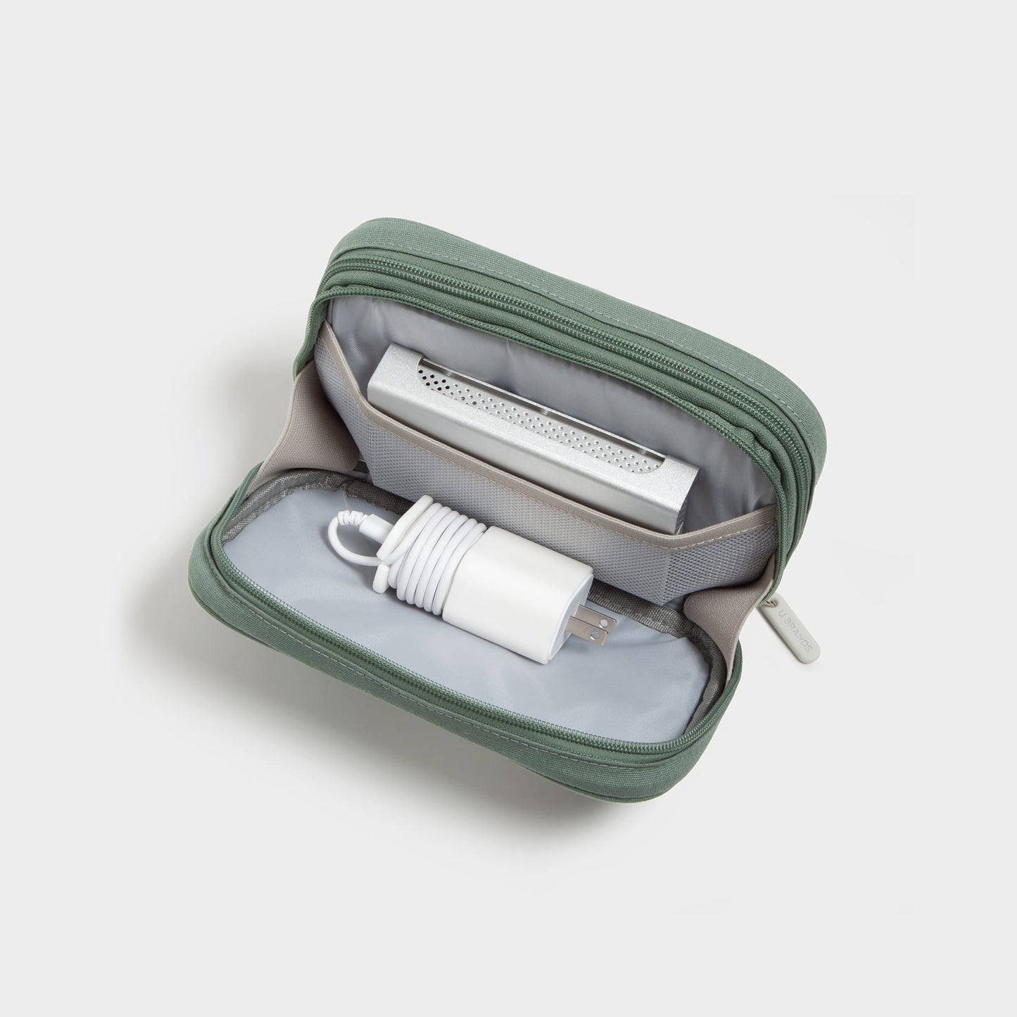 The Dual Zip - Eucalyptus, Canvas Tech Organizer, Eucalyptus, 7.8 X 5 