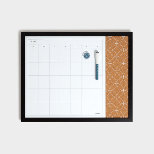 U Brands Geo Chic Dry Erase Monthly Calendar White