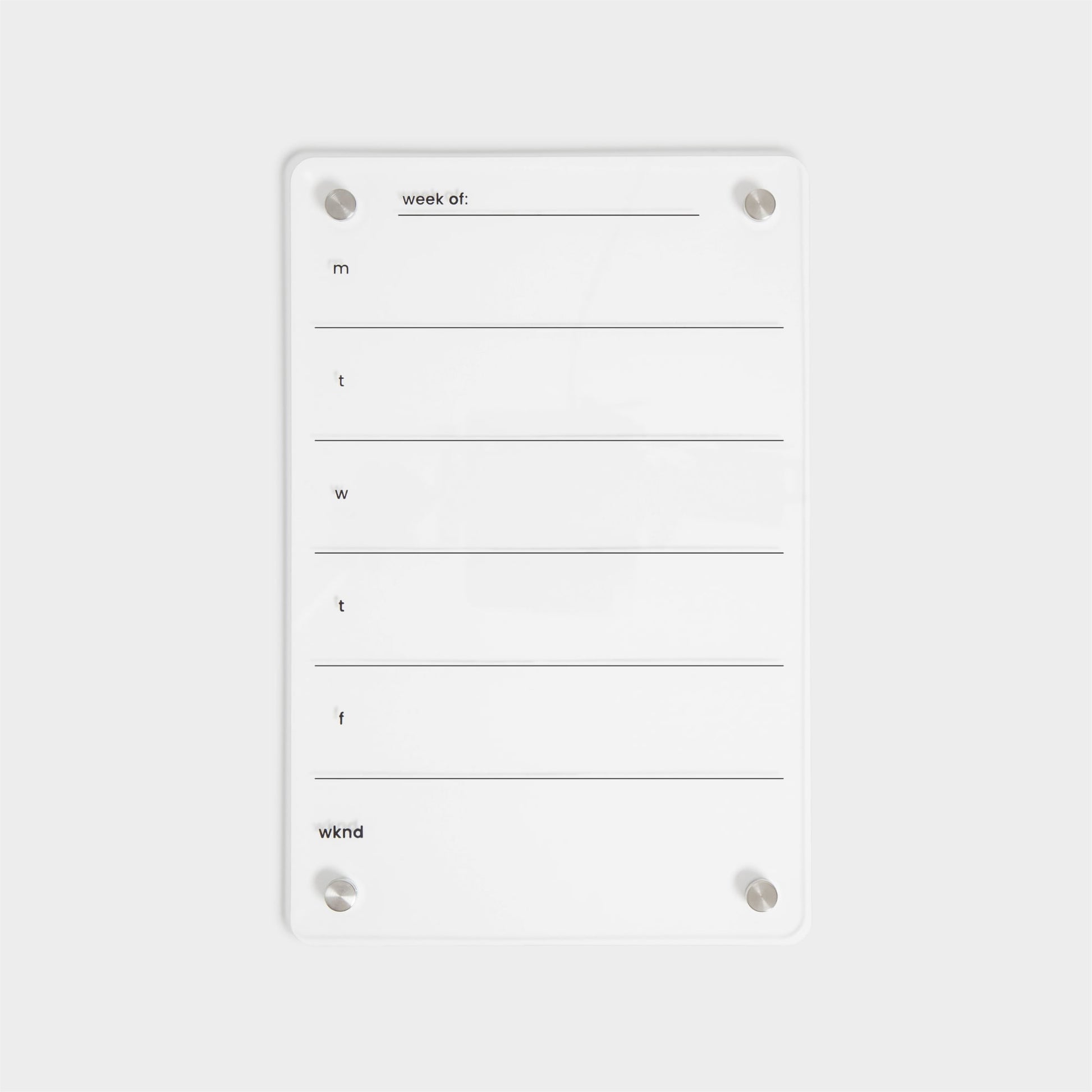 Acrylic Clarity, Acrylic Dry Erase Weekly Calendar, 8" X 12", Clear, 8" X 16.55" 