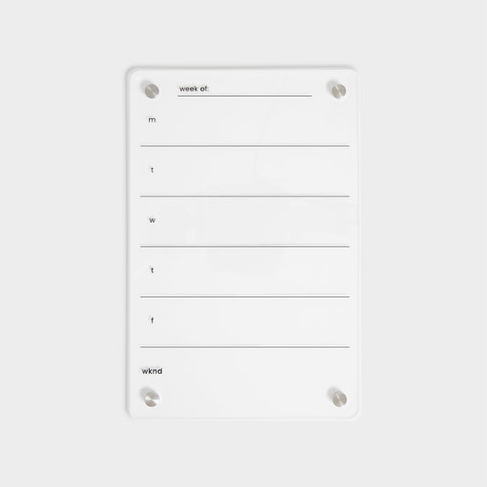 Acrylic Clarity, Acrylic Dry Erase Weekly Calendar, 8" X 12", Clear, 8" X 16.55"