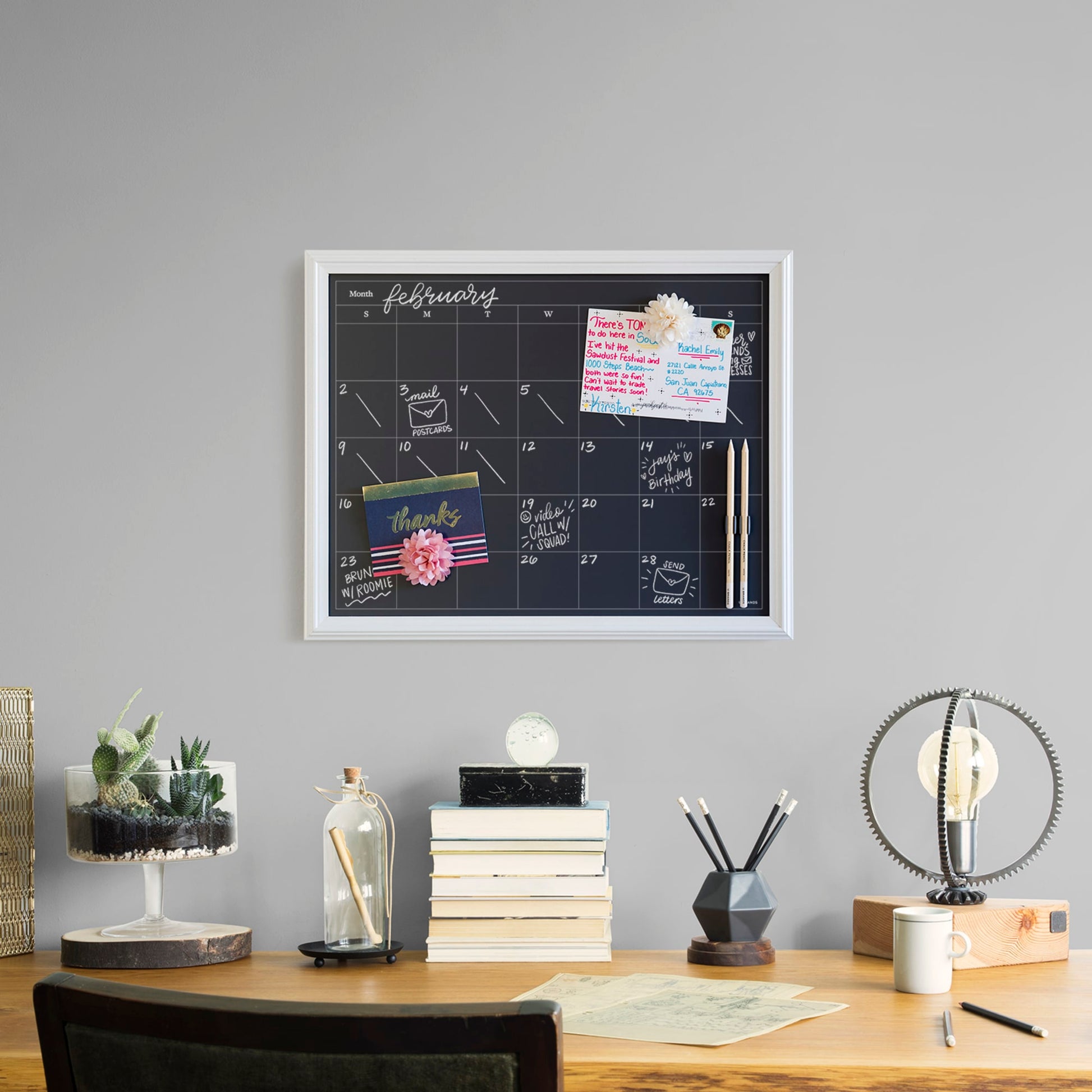 Farmhouse, Chalkboard Monthly Calendar, Black, 16" X 20" 