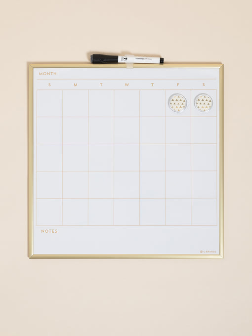 Gold Framed Dry Erase Calendar Board, 14