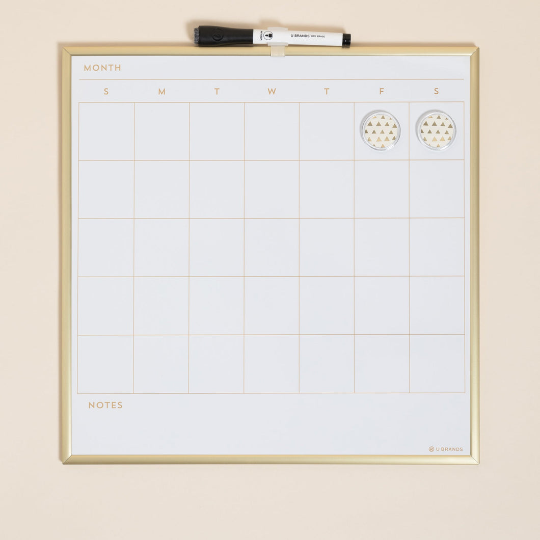 Gold Framed Dry Erase Calendar Board, 14 Gold Framed Dry Erase Calendar Board, 14