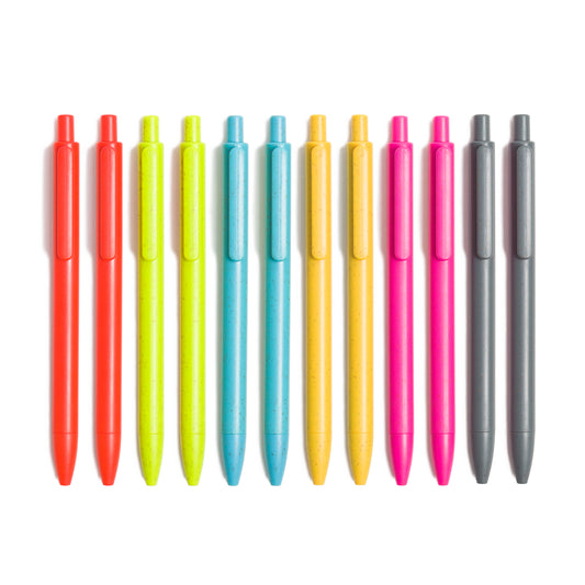 U Brands U-Eco Hybrid Ink Ballpoint Pens, 12 Count, Medium (0.7 mm) Point, Assorted Colors