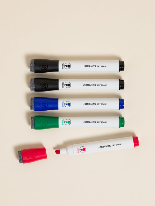 More Ink Chisel Dry Erase Markers - Assorted Core Colors, Set of 5