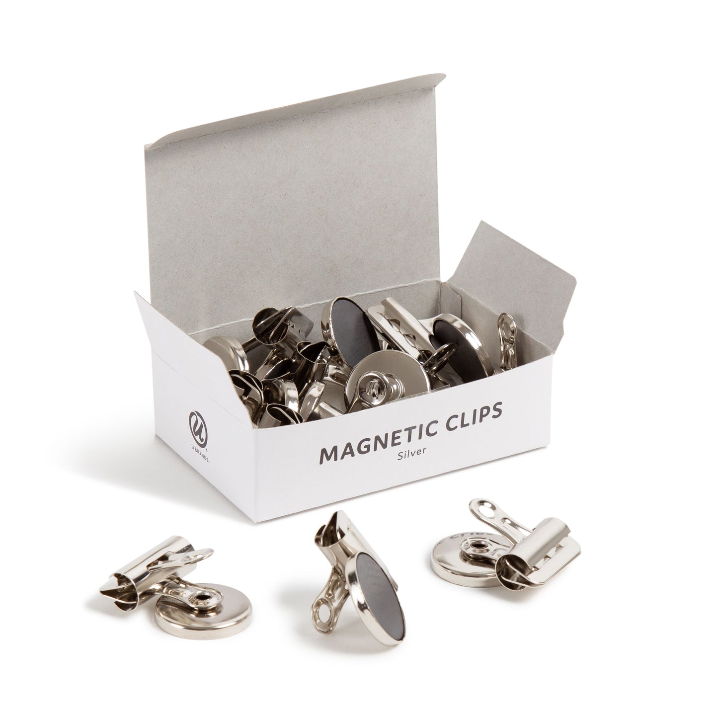 U Brands Refrigerator Magnet Clips, Silver, 12-Count